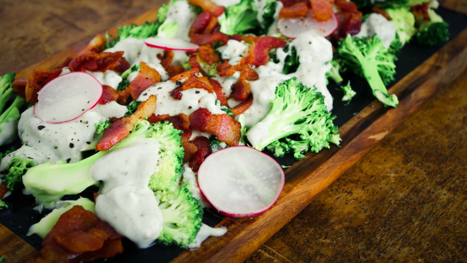Broccoli Salad with Blue Cheese and Bacon Dressing
