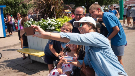 Family posing for a photo at the Iowa State Fair