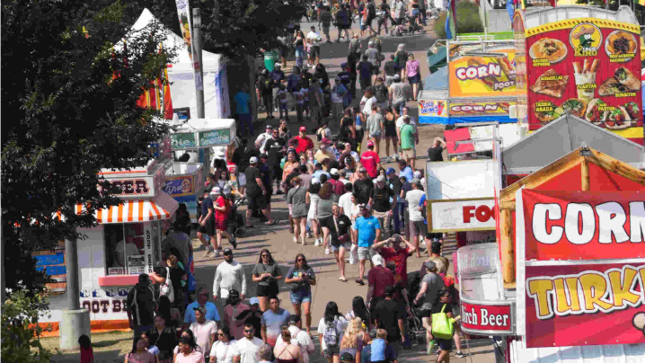 Crowds flocked to the food vendors throughout the Iowa State Fair. 