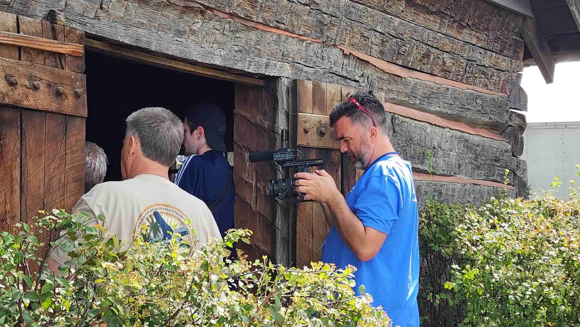 Producer filming outside the First Church