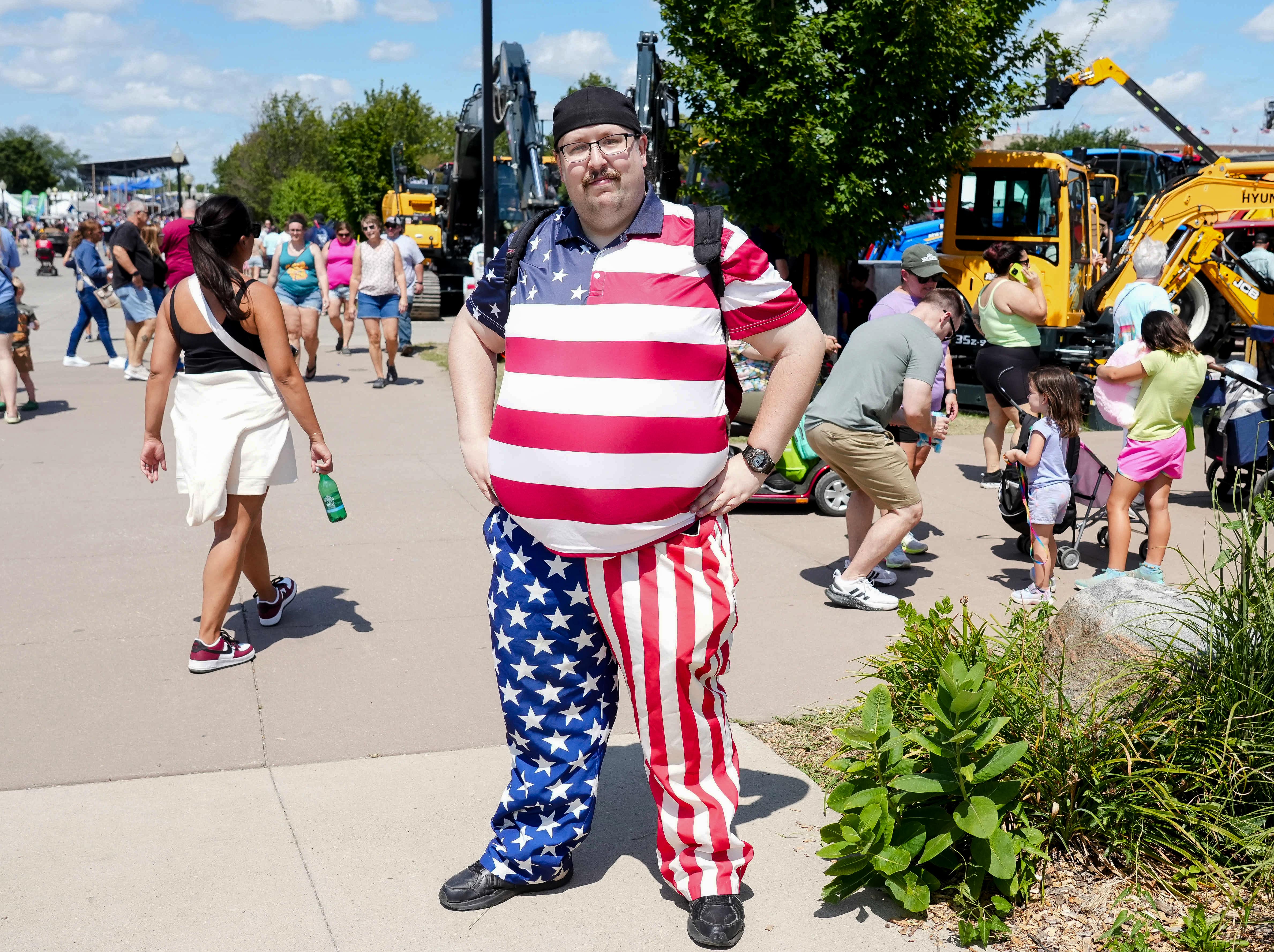 Marc Korver of Washington, Iowa, dresses in stars and stripes for day three of the Iowa State Fair