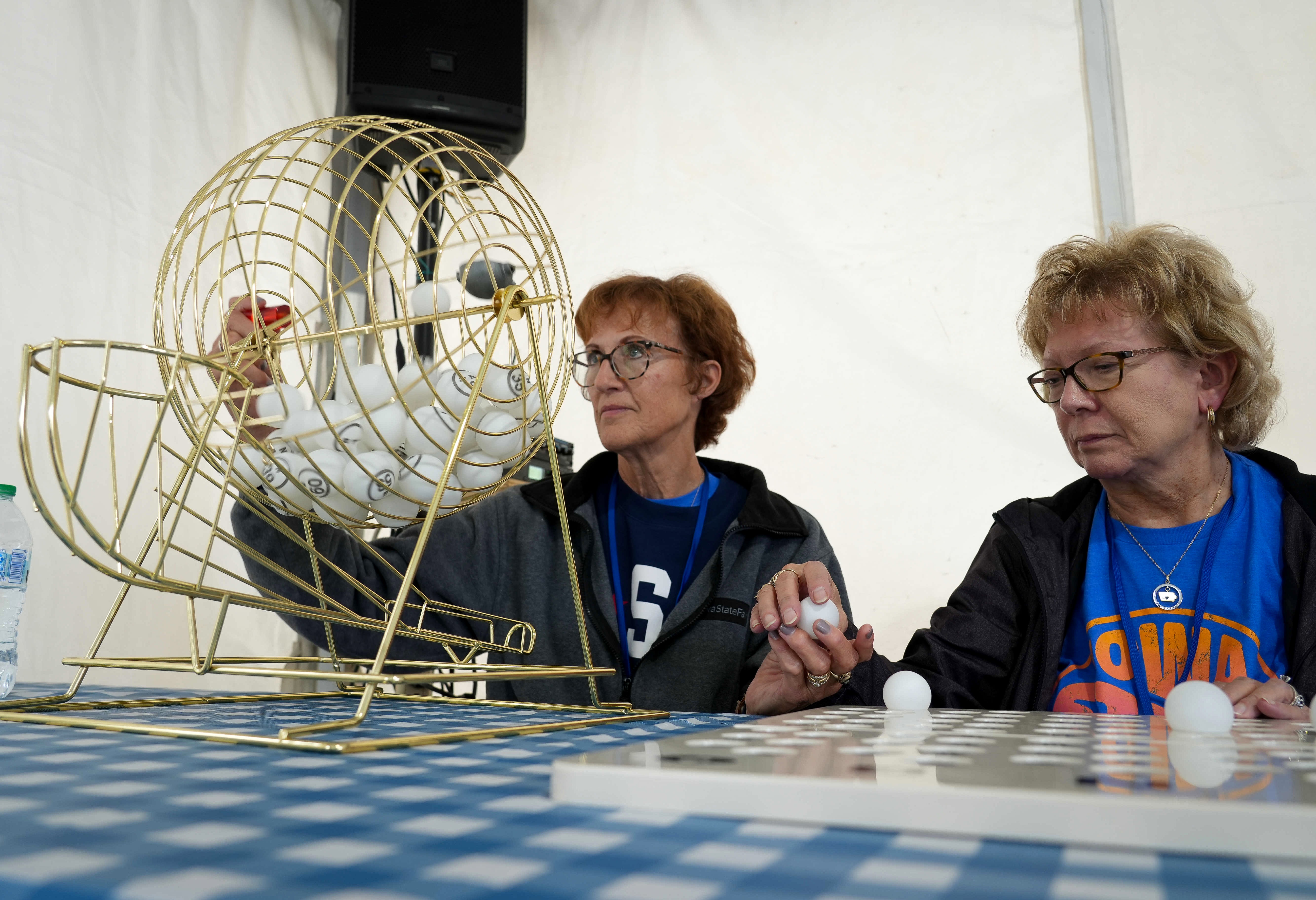 Calling out numbers during Bingo at the Fair.