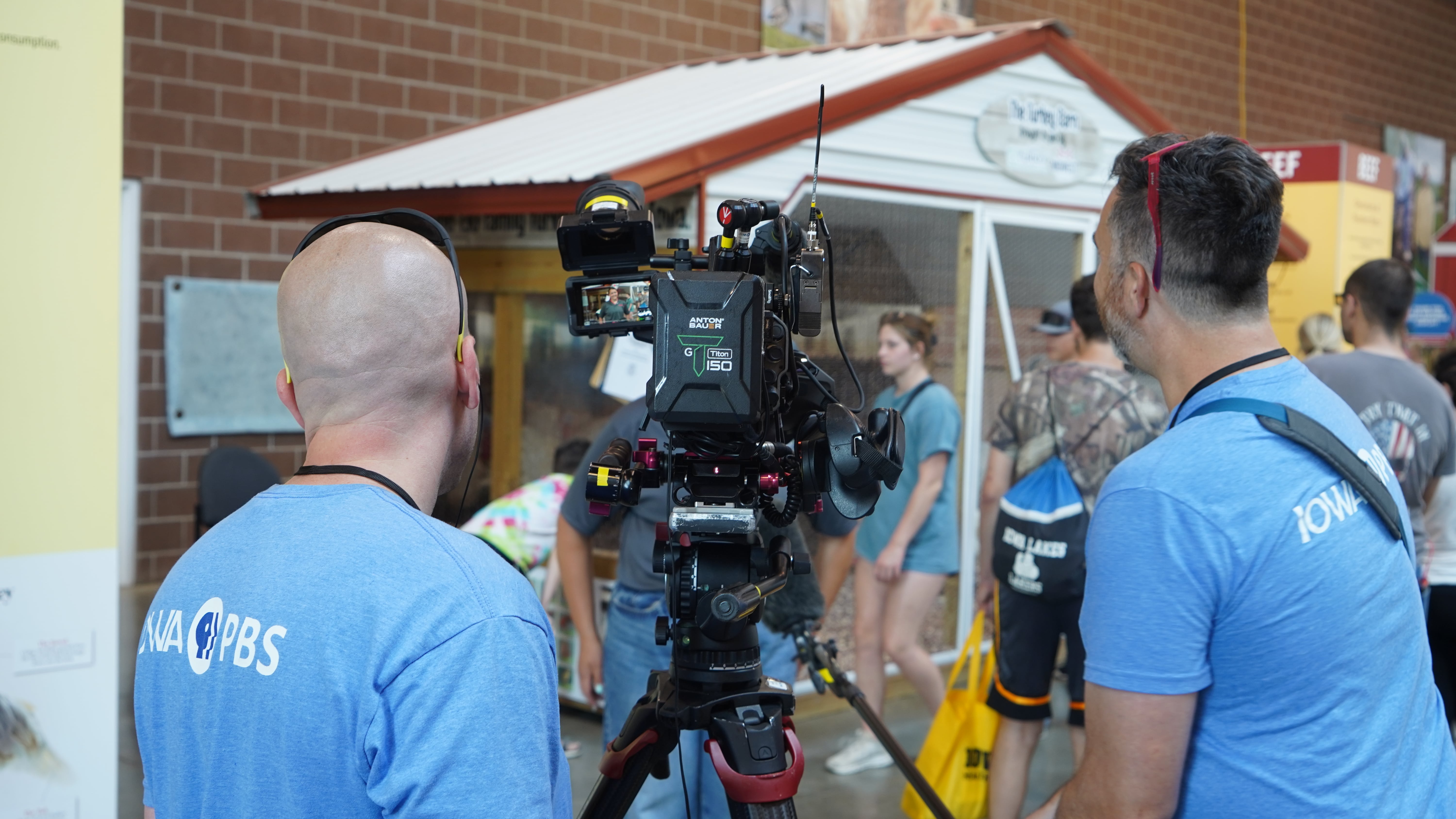 Producer and videographer conducting interviews at the Knapp Animal Learning Center.