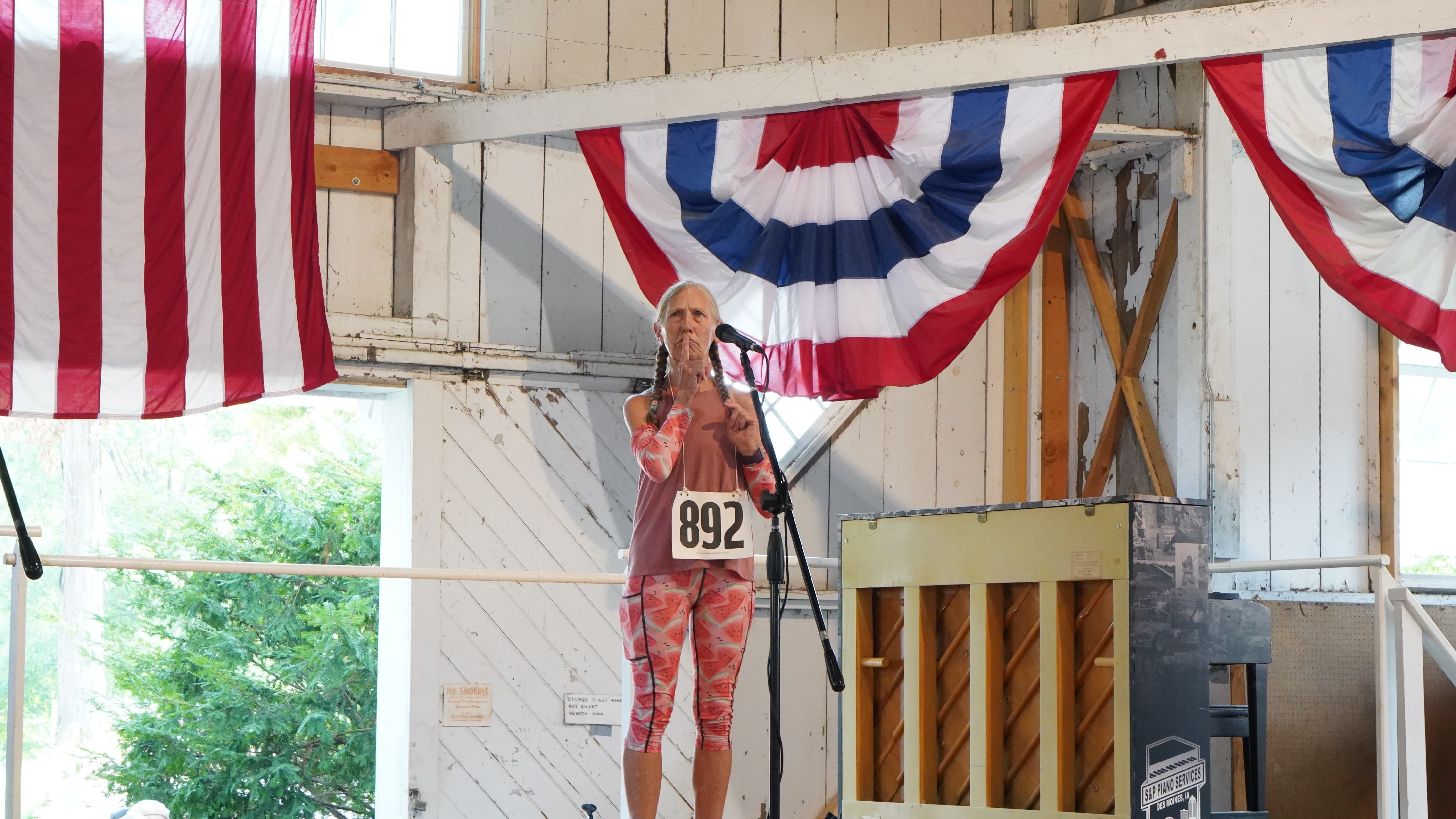 Husband Calling contestant prepares to put her vocals to use. 