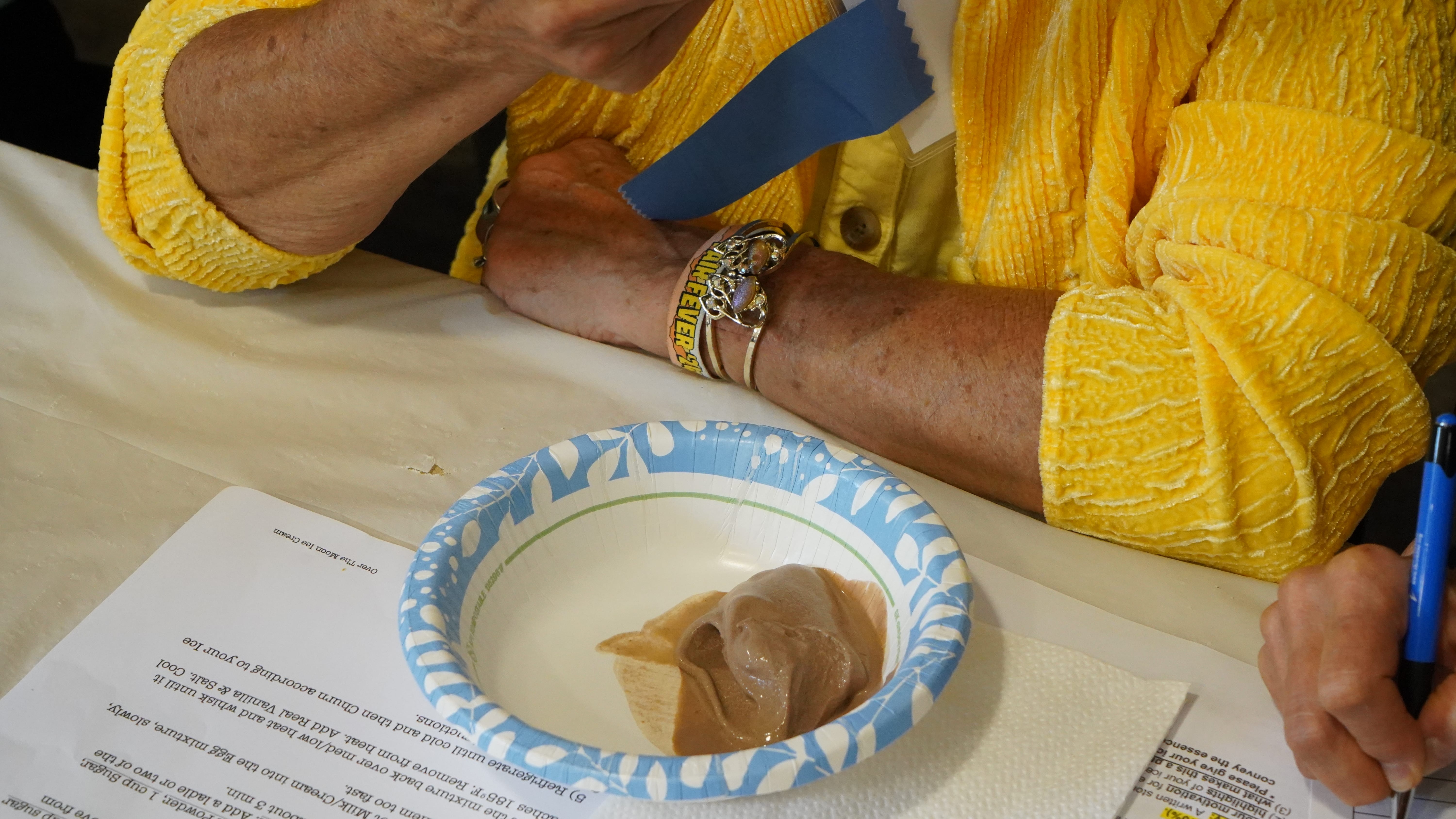 Judges test out entries at the Homemade Ice Cream Championship Freeze Off.