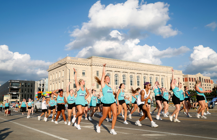 Dance team showing off their skills in the parade