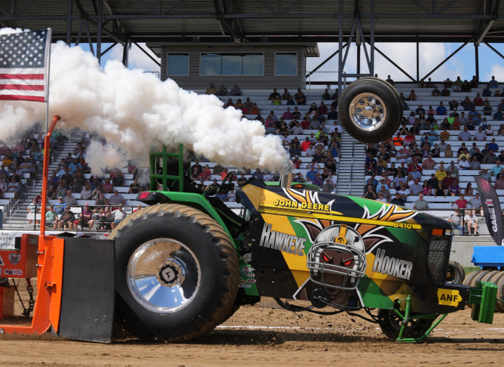 The thunderous sound of modified tractors and trucks filled the fairgrounds during the Truck and Tractor Pull at the Iowa State Fair