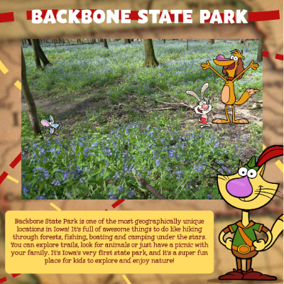 Nature Cat and his friends at Backbone State Park