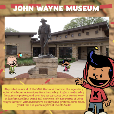 Xavier Riddle and his friends at the John Wayne Museum