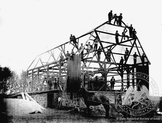 Workers Constructing Barn