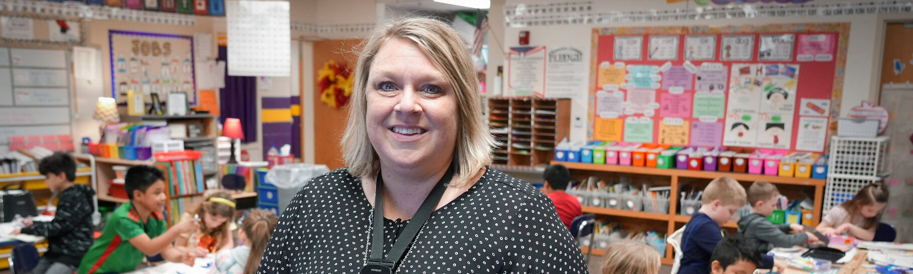 Mrs. Conaway in the classroom with her students