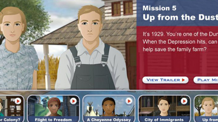 a start screen for a mission us interactive lesson