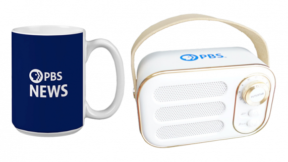 PBS News Hour Mug and Retro Wireless Speaker