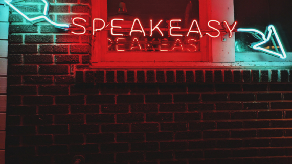 Neon Speakeasy Entrance Sign