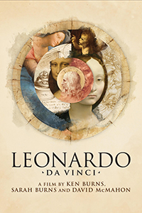 Leonardo da Vinci - A Film by Ken Burns, Sarah Burns and David McMahon - Various imagery of/by Leonardo Da Vinci in concentric circles above the logo.