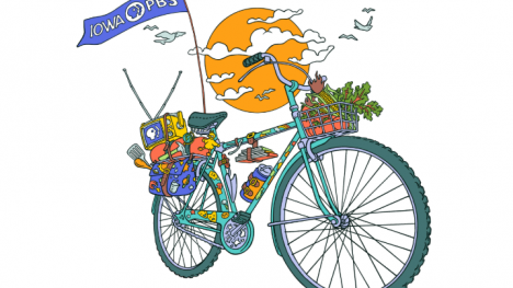 bike with references to PBS on it for an illustrated t-shirt design