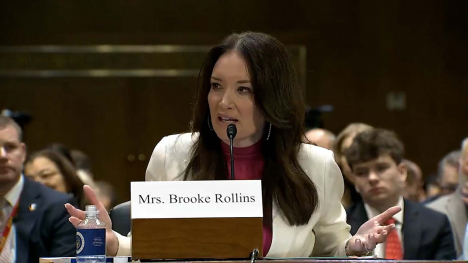 Brooke Rollins answers a question during a Senate Ag Committee hearing