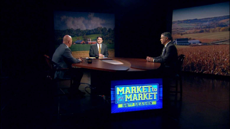 Ted Seifried and Matt Bennett with Paul Yeager at the Market to Market desk